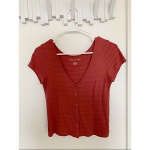 American Eagle Crop Knit Top-terracot